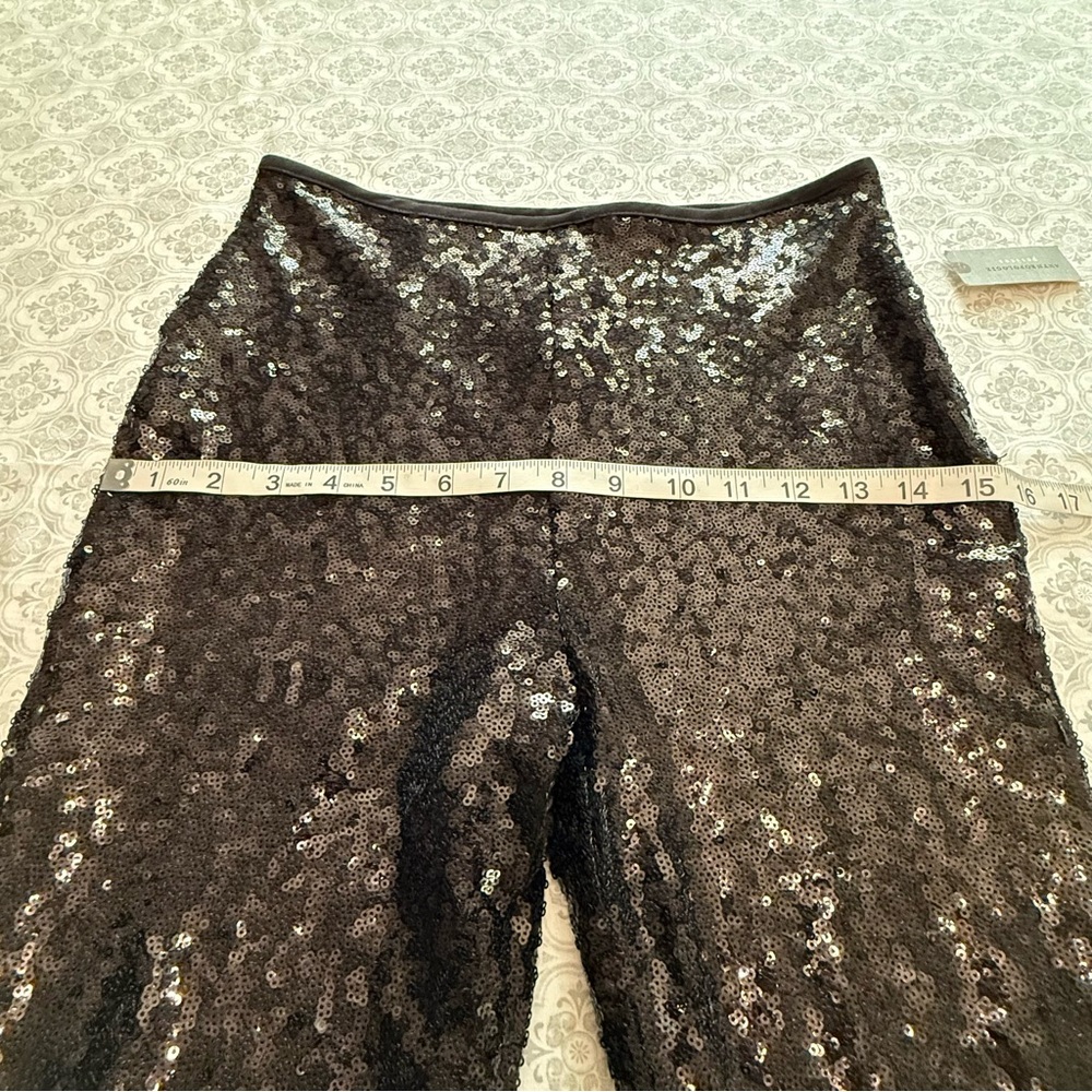 NWT Anthropologie Joni Sequin Flare Pants Black Cocktail Disco Holiday Size 4P - Picture 16 of 16